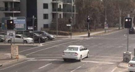 A sample image of a red light camera infringement photo, which will now be accessible for free online to ACT drivers who receive a traffic infringement notice. Photo: Access Canberra