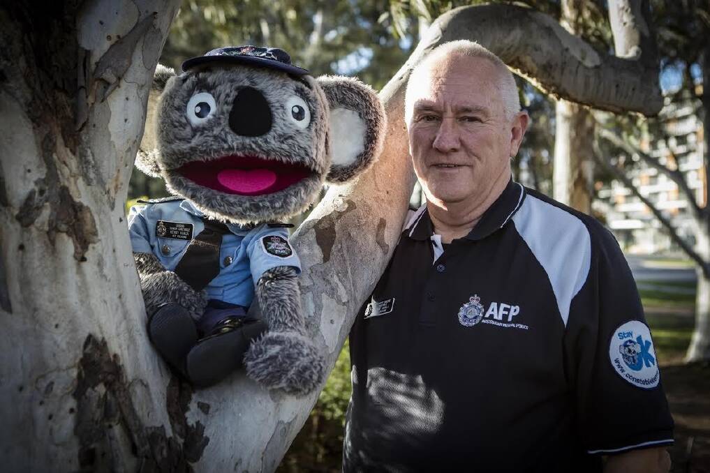 Constable Kenny Koala with his good mate Stewart Waters who has been nominated for an Australian of the Year award. Photo: Supplied