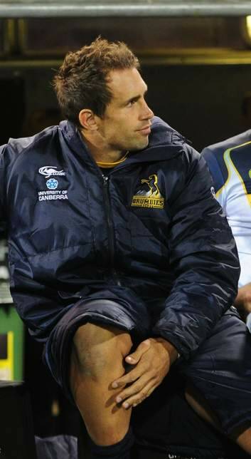 Ready to go ... Andrew Smith on the Brumbies' bench on Saturday night. Photo: Melissa Adams