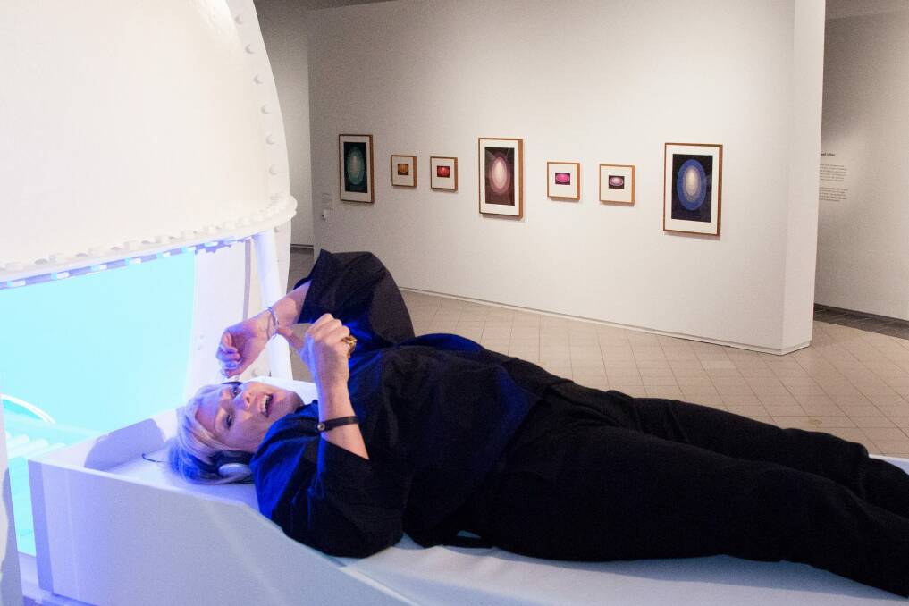 Deborra-Lee Furness, wife of Australian actor Hugh Jackman, visited the James Turrell: A retrospective at the National Gallery of Australia on Saturday evening. Photo: Supplied