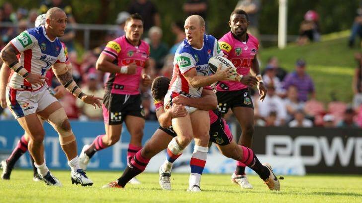 Michael Dobson will direct the Knights around the park against his former team, Canberra, this weekend. Photo: Jonathon Carroll