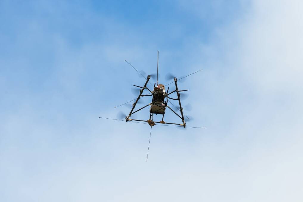 The drone gathers data from a transmitter weighing less than one-kilogram that can track a range of species too small for satellite tracking or too wide-reaching for traditional on-foot methods Photo: Stuart HayANU Photography