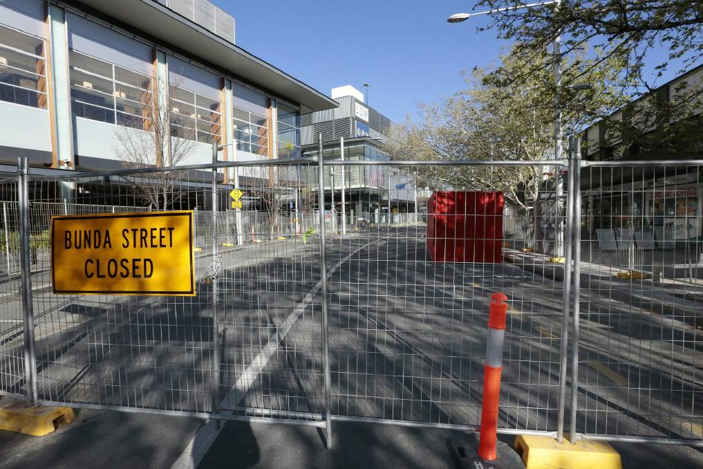 Parts of Bunda Street have been closed to  traffic as the street is redeveloped.  Photo: Jeffrey Chan