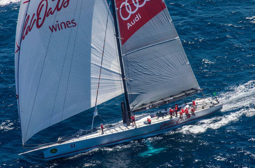 In this photo provided by Rolex, the yacht Wild Oats XI is under way after the start of this year's Sydney to Hobart yacht race. Photo: Daniel Forster