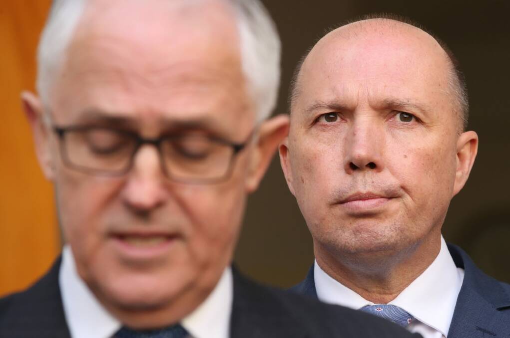 Prime Minister Malcolm Turnbull announced Peter Dutton will become the Minister for Home Affairs after a shake-up of several security agencies. Photo: Andrew Meares