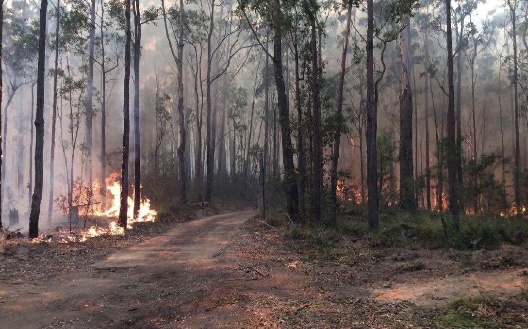 A fire burning in the Meroo National Park has closed camping grounds. Photo: NSW Rural Fire Service