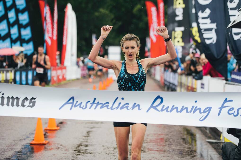 Leah Fitzgerald wins the marathon in 2:58:41. Photo: Rohan Thomson