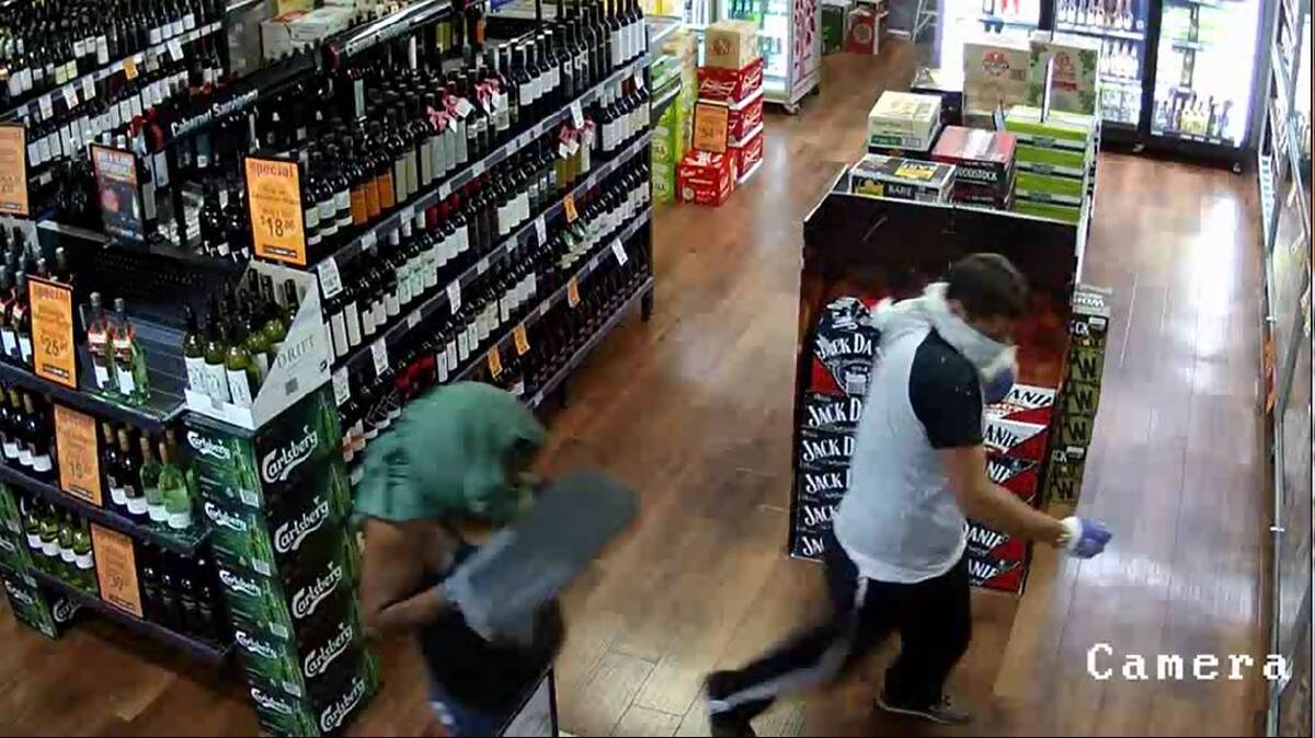 Police are searching for three people after an aggravated robbery at a Gold Creek bottle shop. Photo: Screengrab