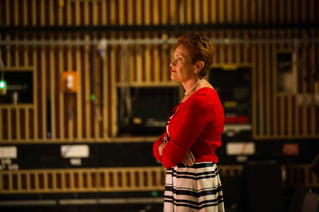 Pauline Hanson at the ABC TV studio on Sunday, where she revealed her apparently anti-vaccination views. Photo: Meredith O'Shea