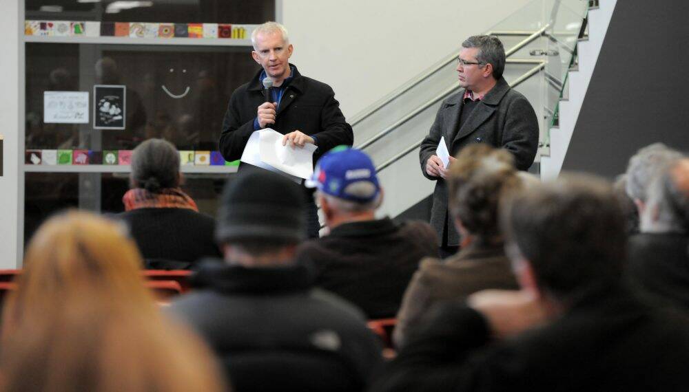 Dickson shop owners voice their concerns at a meeting in Lyneham. Photo: Graham Tidy