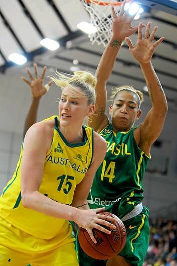 Lauren Jackson in action for the Opals against Brazil last month. Photo: Getty Images