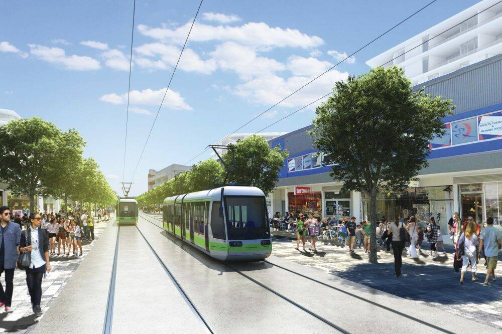 An artist's impression of the light rail project for Canberra. 