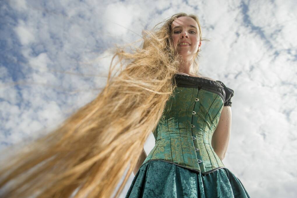 Nicolette Suttor (Rapunzel) will shave off her knee-length locks to raise funds for the Leukaemia Foundation. Photo: Jay Cronan