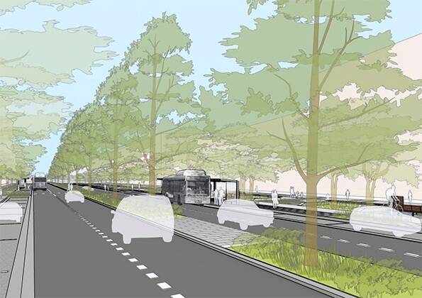 The plan: An artist's impression of the proposed upgrade of Constitution Avenue, which will have new street trees.  Photo: ACT Government