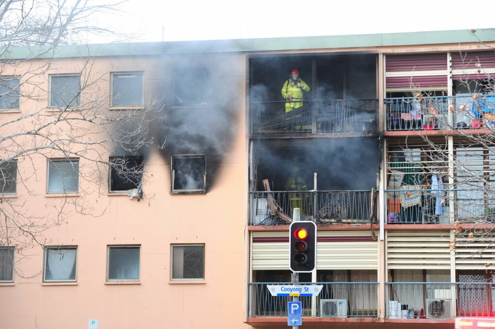ACT Fire and Rescue at the scene of the Bega Court fire on June 25, 2013. Photo: Melissa Adams