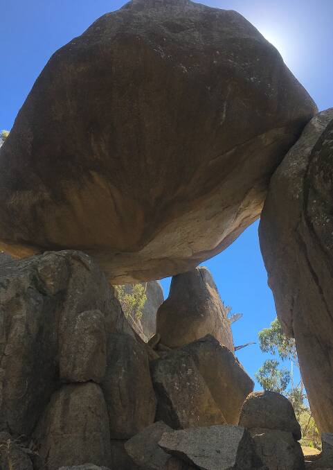This giant balancing boulder, one of many rocky features on the Granite Tors Walk in Namadgi National Park. Photo: Tim the Yowie Man