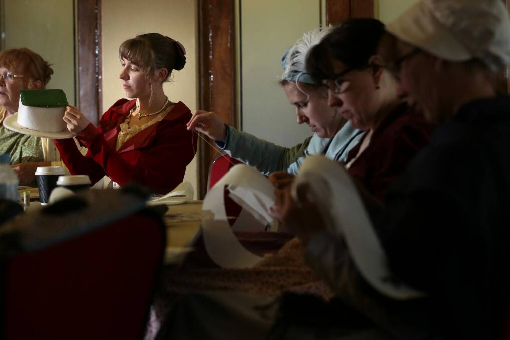 Madeleline James of Calwell in a bonnet-making workshop held as part of the Jane Austen Festival at Albert Hall.  Photo: Jeffrey Chan