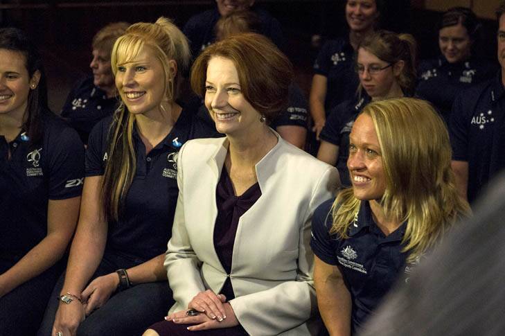 Athletes congratulated ... Julia Gillard at the announcement of the Australian Paralympic Team today. Photo: Rohan Thomson
