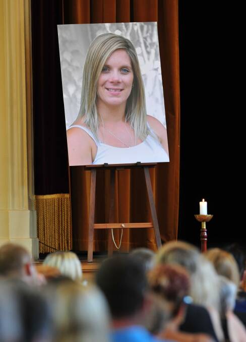 Families and friends attending the funeral for Tara Costigan on March 11. Photo: Melissa Adams