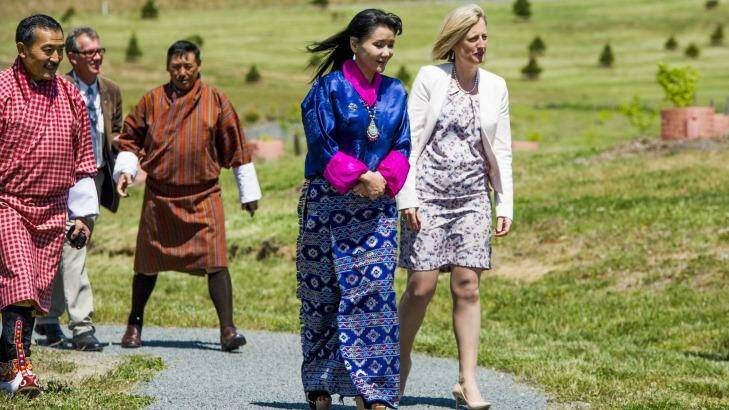 Chief Minister Katy Gallagher and Her Majesty Gyalyum Sangay Choden Wangchuck, Queen Mother of Bhutan. Photo: Jay Cronan