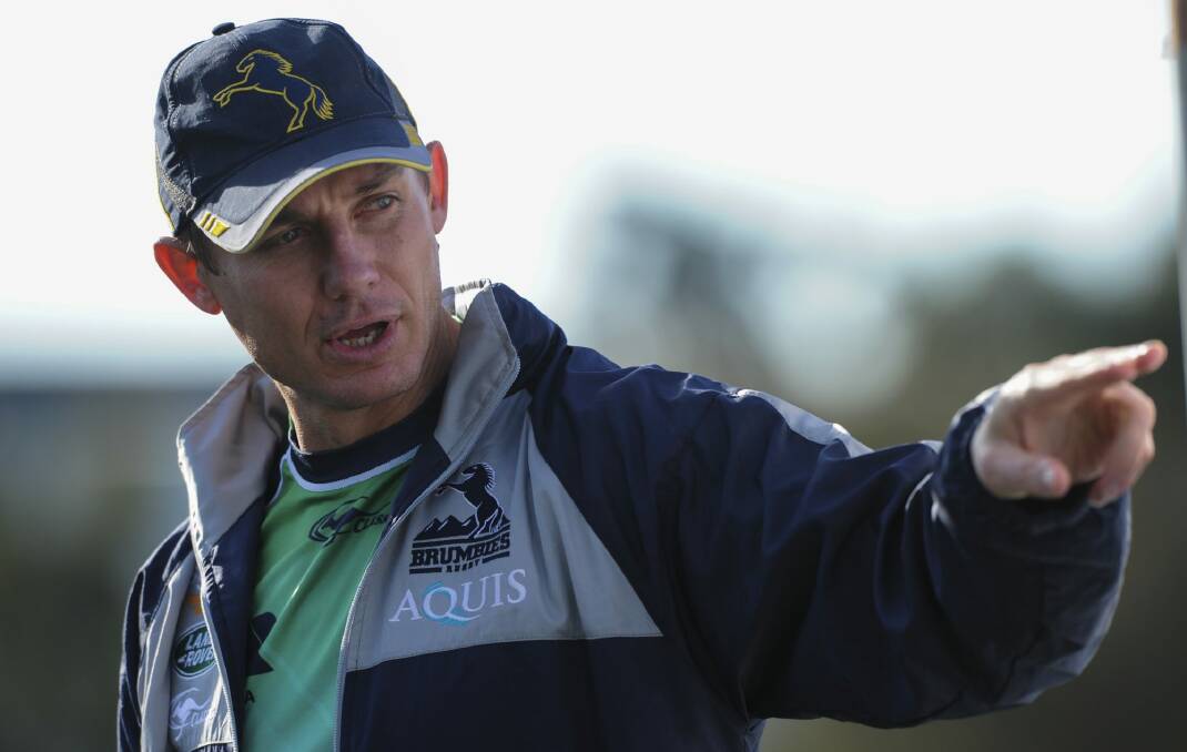 The Wallabies have lured Brumbies coach Stephen Larkham full-time from after the 2017 Super Rugby season. Photo: Graham Tidy