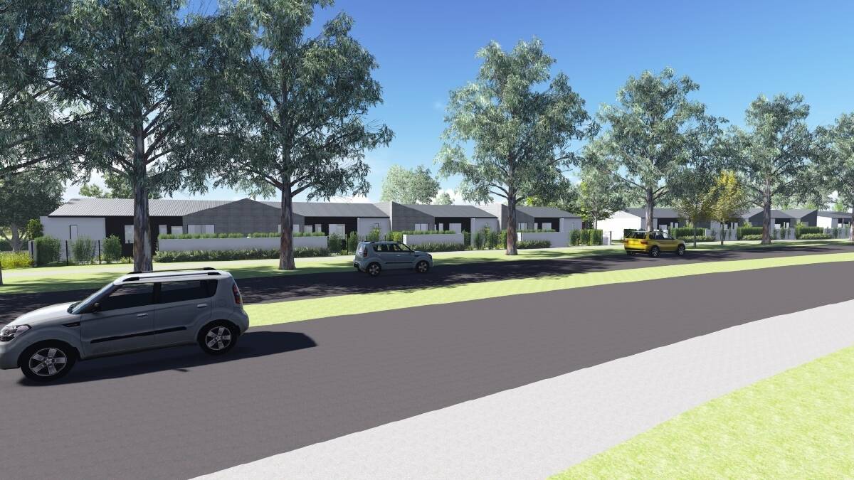 An artist's impression of two-bedroom public housing units to be built in Chisholm by Blackett Property Group. Photo: Supplied