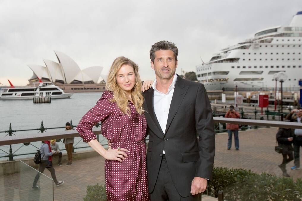Renee Zellweger and <i>Bridget Jones</i> franchise newcomer Patrick Dempsey in Sydney.  Photo: Cole Bennetts