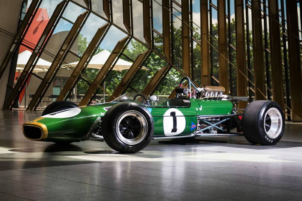 The 1967 Repco-Brabham Tasman BT23A-1 prototype designed by Australian racing legend Sir Jack Brabham, on display at the national museum. Photo: Dion Georgopoulos