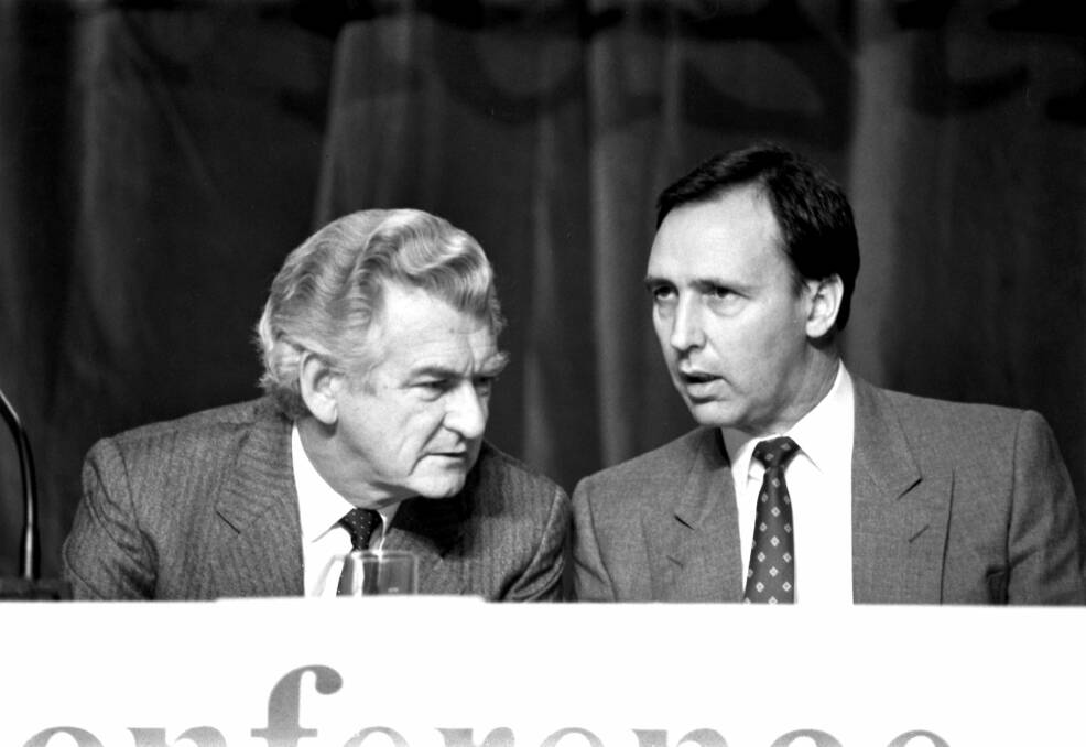 Prime Minister Bob Hawke (left) and Treasurer Paul Keating. Photo: David Bartho