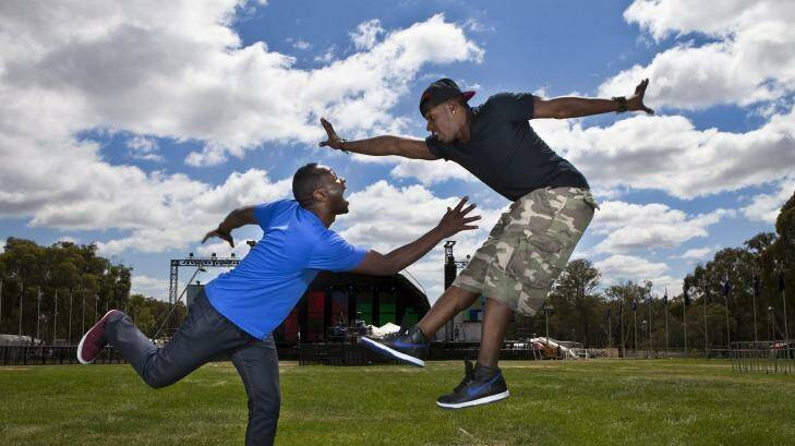 News: Pop star Timomatic got his big break through "Kulture Break" a program run by Francis Owusu who is an ACT finalist for Australia's Local Hero award. Left: Francis Owusu and Timomatic. Photo: Katherine Griffiths