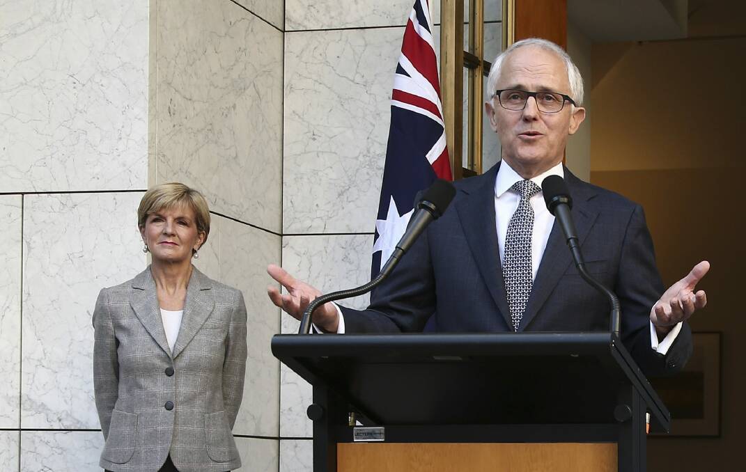 Malcolm Turnbull and Foreign Minister Julie Bishop. Photo: AP