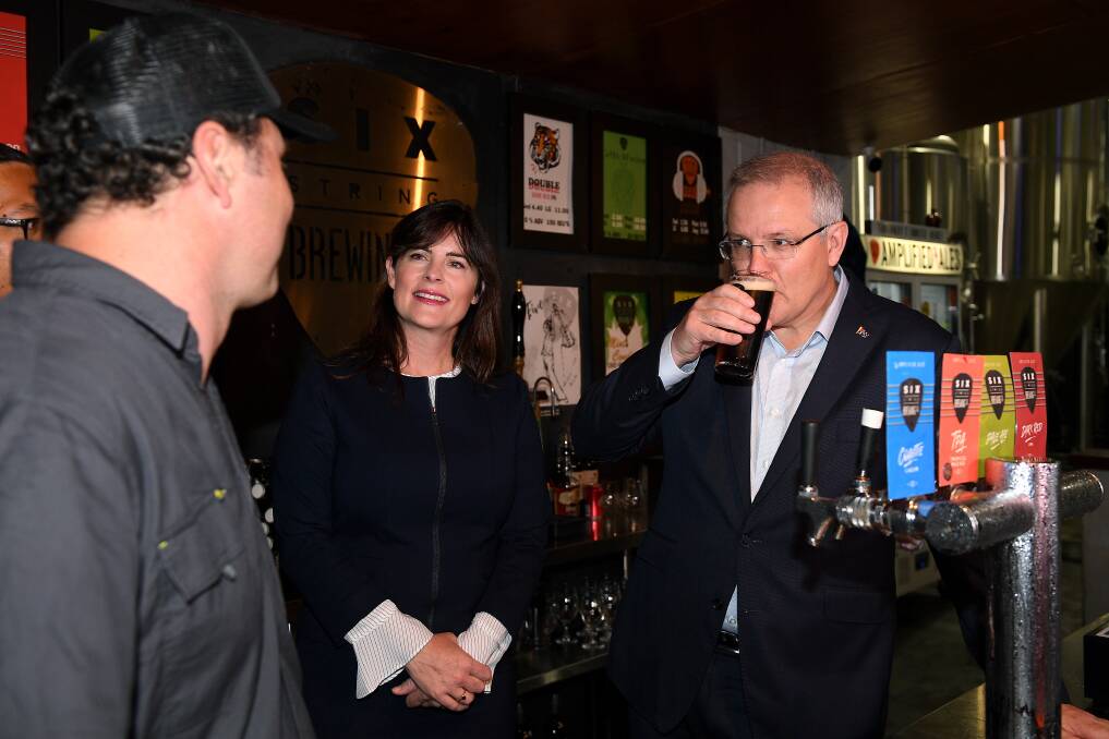 Lucy Wicks with Prime Minister Scott Morrison. Photo: Dan Himbrechts