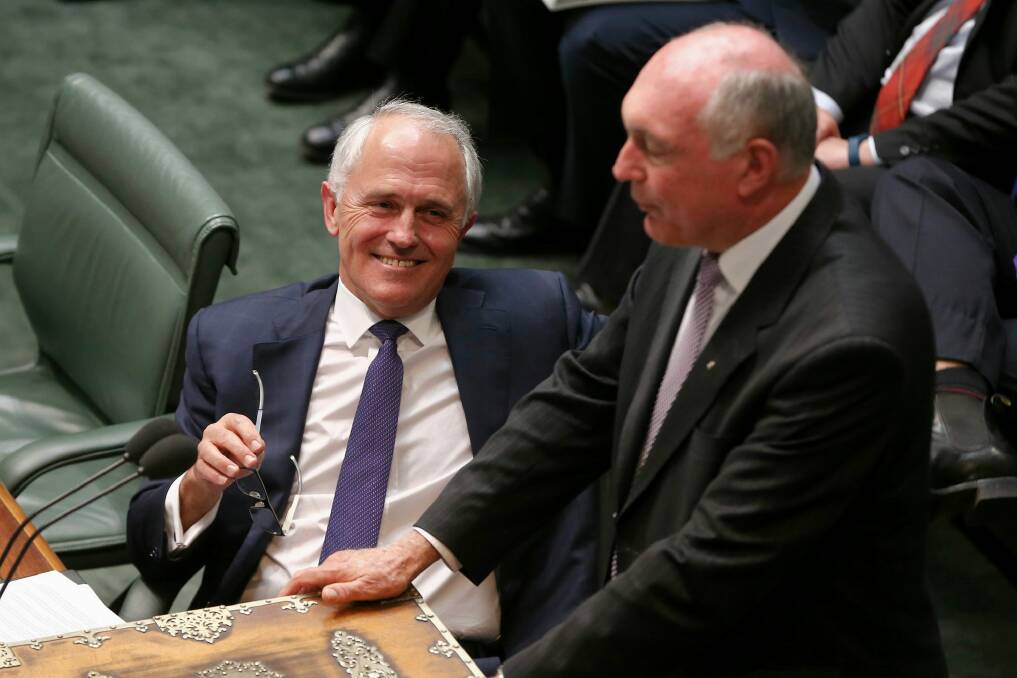 Prime Minister Malcolm Turnbull and Deputy Prime Minister Warren Truss pictured in Parliament last year. Photo: Alex Ellinghausen