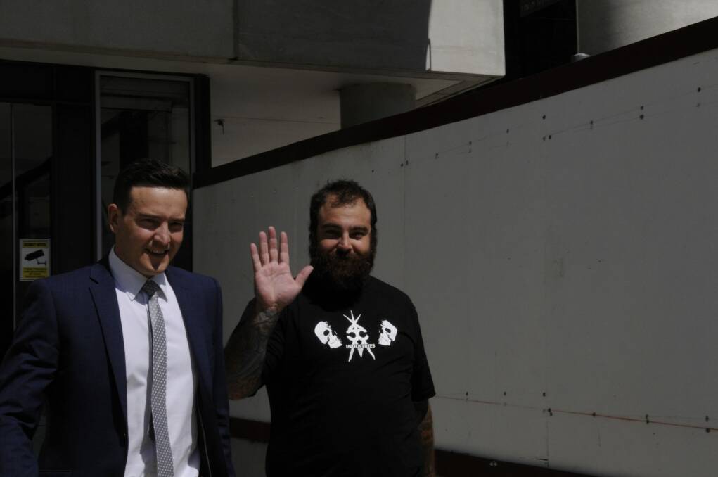 Michael Clark, right, leaves court on Wednesday with his lawyer Tom Taylor. Photo: Alexandra Back