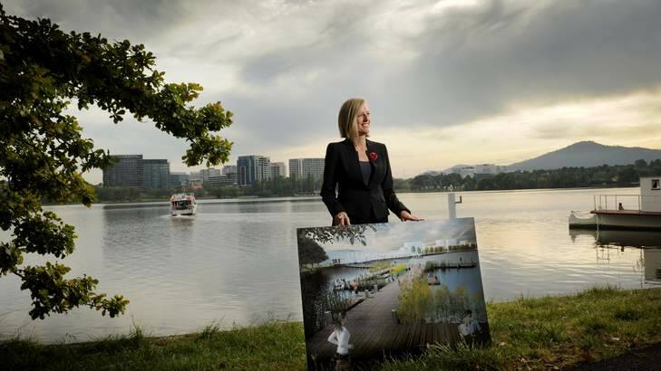 Chief Minister Katy Gallagher announces the City to the Lake plan to transform Civic and its surrounds. Photo: Colleen Petch