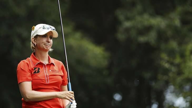 Karrie Webb reacts to a poor shot on Thursday. Photo: Getty Images