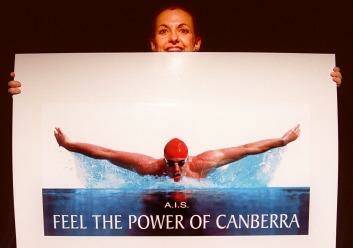 Then-ACT chief minister Kate Carnell at the launch of the 'Feel the power of Canberra' promotion in 1997. Photo: Andrew Meares