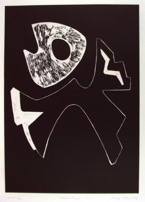 Inge King, "Rebel Angel I", 1998, National Gallery of Australia Canberra, Australian Print Workshop Archive 2, purchased with the assistance of the Gordon Darling Australasian Print Fund 2002 in "Happy Birthday Inge King". Photo: supplied