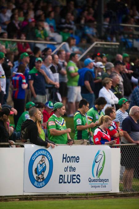 More than 7000 fans turned out at Seiffert Oval for the Canberra Raiders' trial game against Newcastle in February. Photo: Jay Cronan