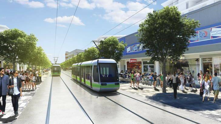 An artist's impression of the proposed Canberra light rail. Photo: Supplied