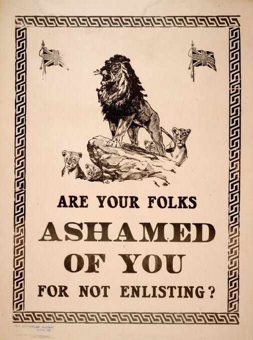 WW1 shame-employing recruiting poster