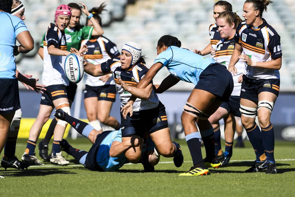 Louise Burrows of the Brumbies Super W team in action. Photo: Dion Georgopoulos