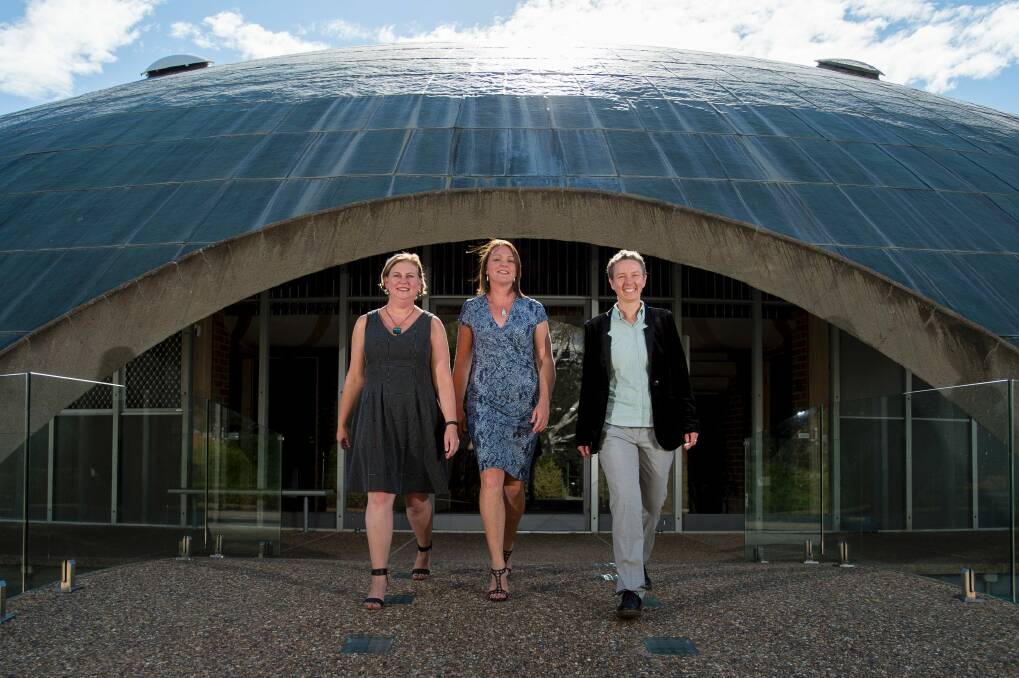 Ingrid McCarthy, Kirsten Waterman and Professor Elanor Huntington are Canberra's answer to 'Hidden Figures'. Photo: Jay Cronan