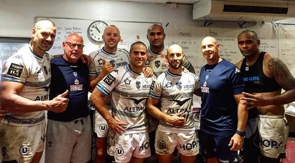 Former Brumbies Nic White, Jesse Mogg and Jake White join Montpellier teammates Nemani Nadolo and Pierre Spies in shaving their heads to support Christian Lealiifano. Photo: Instagram