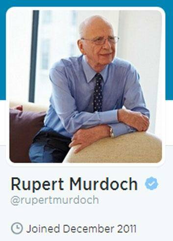Rupert Murdoch's Twitter account Photo: Screenshot from Twitter. 