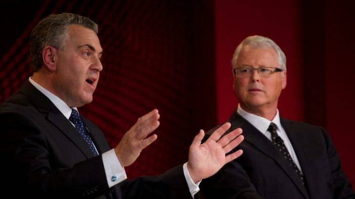 Joe Hockey's (left) performance on <em>Q&A</em> has helped him win back some support. Photo:  Wolter Peeters