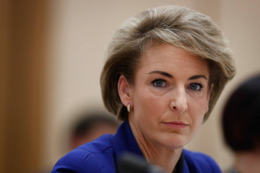 Earlier in the day, Employment Minister Michaelia Cash said: "I can assure you that I found out about the raids as they unfolded on the television." Photo: Alex Ellinghausen