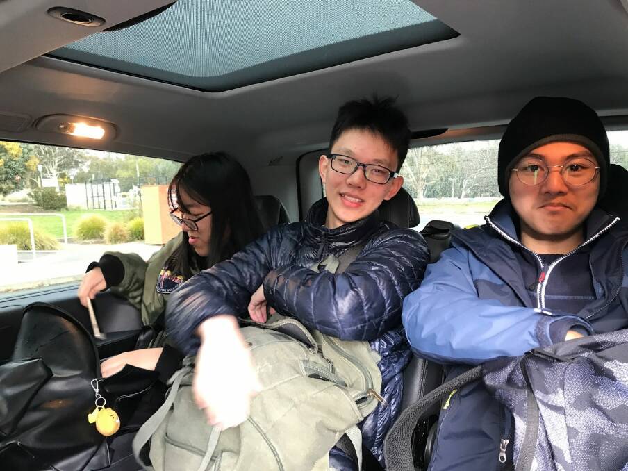 Paddington Bilingual School students Pi and Tony on their way to the ACT Scaling Test earlier this year. Photo: Supplied