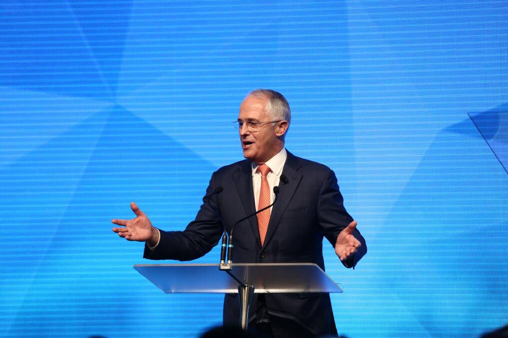 Prime Minister Malcolm Turnbull addresses the campaign launch in Sydney. Photo: Dominic Lorrimer