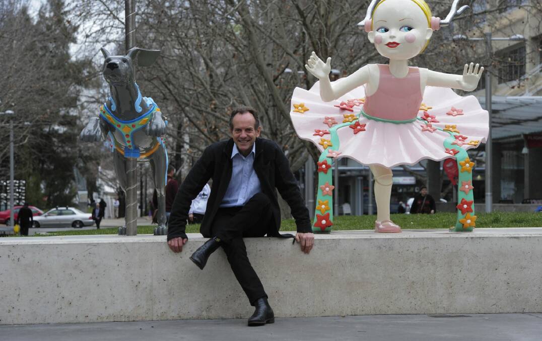 Canberra's Christmas lights guru David Richards in Civic near the Canberra Times fountain.  Photo: Graham Tidy